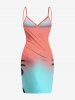 Plus Size Coconut Tree Ombre Colorblock Print Convertible Hawaii Beach Cover -  
