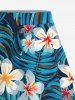 Plus Size Hibiscus Flowers Tropical Leaf Print Split Hawaii Skirt -  