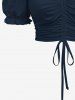Plus Size Cinched Ruched Ruffles Cold Shoulder Cami Top -  