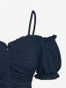 Plus Size Cinched Ruched Ruffles Cold Shoulder Cami Top -  