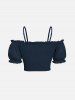 Plus Size Cinched Ruched Ruffles Cold Shoulder Cami Top -  