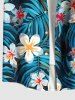 Plus Size Hibiscus Flowers Tropical Leaf Print Buttons Pocket Hawaii Shirt For Men -  