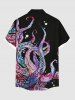Chemise hawaïenne grande taille à pois colorés et boutons avec poche pour homme - Noir M