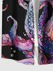 Plus Size Colorful Octopus Dots Print Buttons Pocket Hawaii Shirt For Men -  