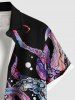 Plus Size Colorful Octopus Dots Print Buttons Pocket Hawaii Shirt For Men -  