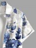 Plus Size Flowers Print Buttons Pocket Hawaii Shirt For Men -  