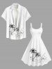Plus Size Coconut Tree Mountain Seascape Print Hawaii Tank Dress -  