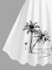 Plus Size Coconut Tree Mountain Seascape Print Hawaii Tank Dress -  