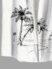 Chemise hawaïenne grande taille à imprimé cocotiers, montagnes et paysages marins, boutons et poches pour homme - Blanc de Crème  L