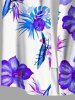 Plus Size Hibiscus Flowers Tropical Leaf Print Buttons Pocket Hawaii Shirt For Men -  