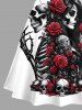 Plus Size Skull Skeleton Lovers Rose Flower Print Halloween Lace Up A Line Tank Dress -  