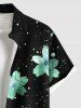 Chemise hawaïenne grande taille à imprimé galaxie et pétales de fleurs ombrés avec poches boutonnées pour homme - Noir 5XL