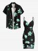 Plus Size Ombre Flower Petal Galaxy Print Hawaii Convertible Beach Cover Up -  