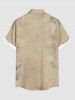 Chemise grande taille à imprimé tête de mort, rose, fleur, feuille, Halloween, boutonnée, poche, pour homme - café lumière XL