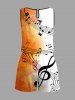 Combinaison grande taille à imprimé feuilles et symboles musicaux ombrés hawaïens avec cordon de serrage et poches - Orange Foncé 3X