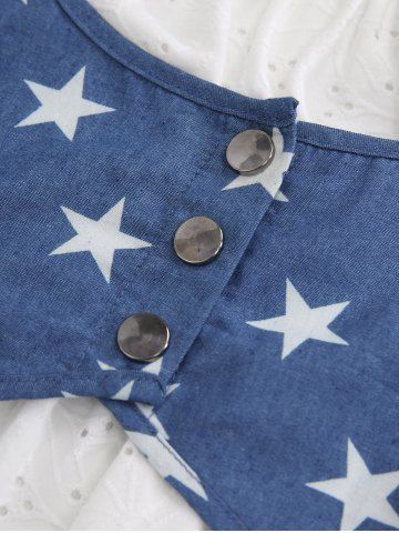Star Print Lace-up Hollow Out 2 In 1 Top and Jean Printed Capri Leggings Plus Size Outfit