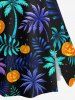 Ensemble assorti grande taille avec haut cintré uni et jupe trapèze fendue à imprimé feuilles tropicales et citrouilles de cocotier - Vert 