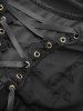 Chemisier gothique brodé d'étoiles à lacets et épaules dénudées, pantalon évasé floqué en toile d'araignée, tenue grande taille - Noir 
