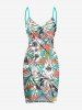 Tenue de plage hawaïenne assortie grande taille à imprimé écossais, fleurs et feuilles, pour couples - Vert 
