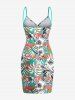 Tenue de plage hawaïenne assortie grande taille à imprimé écossais, fleurs et feuilles, pour couples - Vert 