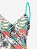 Tenue de plage hawaïenne assortie grande taille à imprimé écossais, fleurs et feuilles, pour couples - Vert 