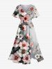 Tenue de plage hawaïenne assortie grande taille à imprimé floral ombré pour couples - Gris Clair 