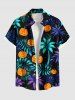Tenue d'Halloween grande taille à imprimé cocotier, feuilles tropicales et citrouilles pour couples - Vert 