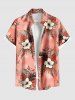 Tenue de plage hawaïenne assortie grande taille à imprimé feuilles tropicales et fleurs d'hibiscus pour couples - Rose clair 