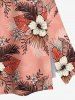 Tenue de plage hawaïenne assortie grande taille à imprimé feuilles tropicales et fleurs d'hibiscus pour couples - Rose clair 