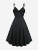 Robe de soirée trapèze à volants et à paillettes en dentelle florale dorée grande taille - Noir 2X | US 18-20