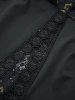 Robe de soirée trapèze grande taille en dentelle florale dorée à paillettes et patchwork - Noir 5x | US 30-32