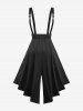 Plus Size Flowers Flocking Heart Buckle High Low Split Suspender Skirt -  