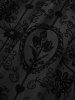 Plus Size Flowers Flocking Heart Buckle High Low Split Suspender Skirt -  