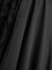 Plus Size Flowers Flocking Heart Buckle High Low Split Suspender Skirt -  