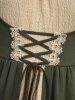 Plus Size Medieval Renaissance Lace Up Plisse Ruffles Cold Shoulder 2 In 1 Vintage Dress -  