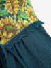 Robe débardeur à imprimé tournesols, bordure en dentelle et poches lacées - Vert profond L