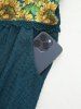 Robe débardeur à imprimé tournesols, bordure en dentelle et poches lacées - Vert profond L