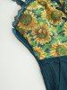 Robe débardeur à imprimé tournesols, bordure en dentelle et poches lacées - Vert profond L