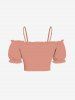 Plus Size Cinched Ruched Ruffles Cold Shoulder Cami Top -  