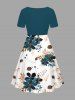 Robe hawaïenne cintrée grande taille à imprimé fleurs et feuilles - Vert XXS