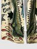 Plus Size Acrobatics Monkey Girl Crocodile Star Print Buttons Pocket Hawaii Shirt For Men -  