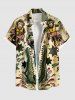 Plus Size Acrobatics Monkey Girl Crocodile Star Print Buttons Pocket Hawaii Shirt For Men -  