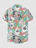 Plus Size Flowers Leaf Ombre Plaid Print Buttons Pocket Hawaii Shirt For Men -  