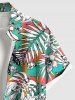 Plus Size Flowers Leaf Ombre Plaid Print Buttons Pocket Hawaii Shirt For Men -  