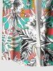 Plus Size Flowers Leaf Ombre Plaid Print Buttons Pocket Hawaii Shirt For Men -  