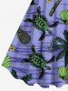 Robe débardeur hawaïenne grande taille à imprimé cocotier, tortue, coquillage, fleurs, ananas - Pourpre  XXS