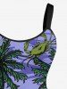 Robe débardeur hawaïenne grande taille à imprimé cocotier, tortue, coquillage, fleurs, ananas - Pourpre  3X