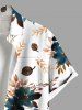 Plus Size Flowers Leaf Print Buttons Pocket Hawaii Shirt For Men -  
