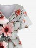 Plus Size Flowers Ombre Print Split Hawaii Midi Dress -  