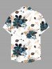 Plus Size Flowers Leaf Print Buttons Pocket Hawaii Shirt For Men -  